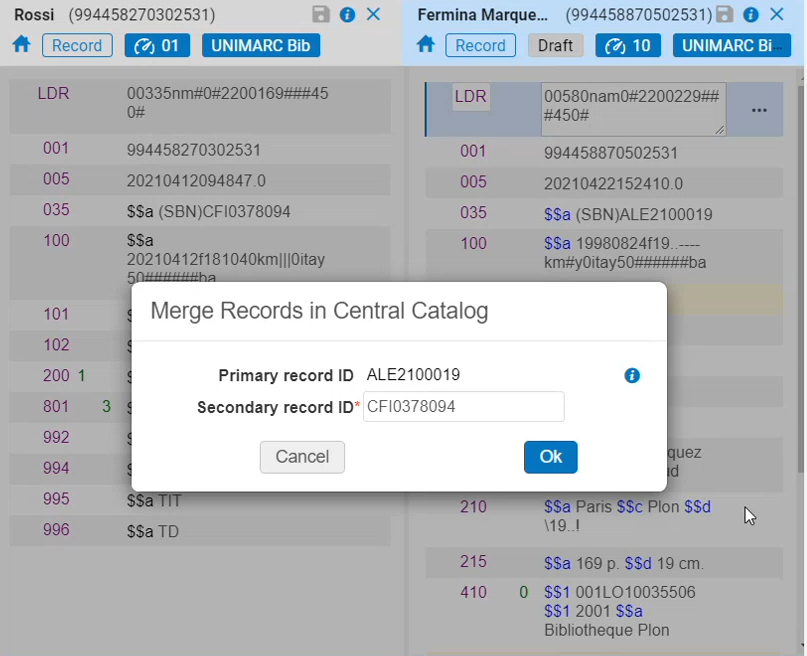 Merge records in central catalog dialog box.png
