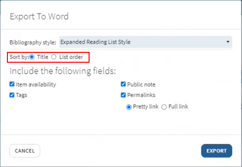 Export To Word by title/list order.