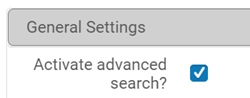 Activate advanced search box is checked.