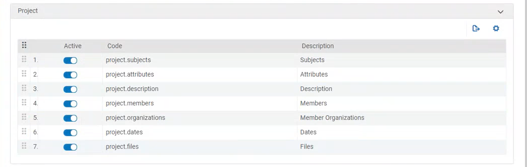 Project tab in the Researcher Portal Configuration window.