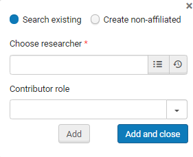 Search existing option selected in pane that appears after selecting "Add contributor".