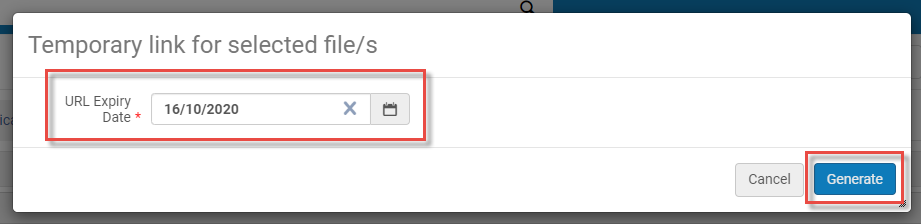 Choose expiry date in URL Expiry Date field.