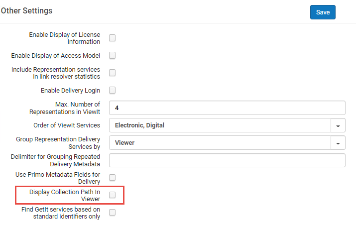 Display Collection Path in Viewer checkbox.