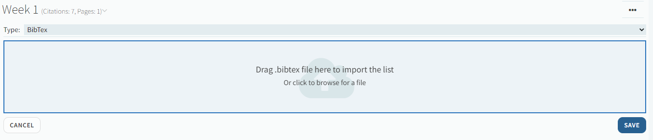 The import BibTex files option.