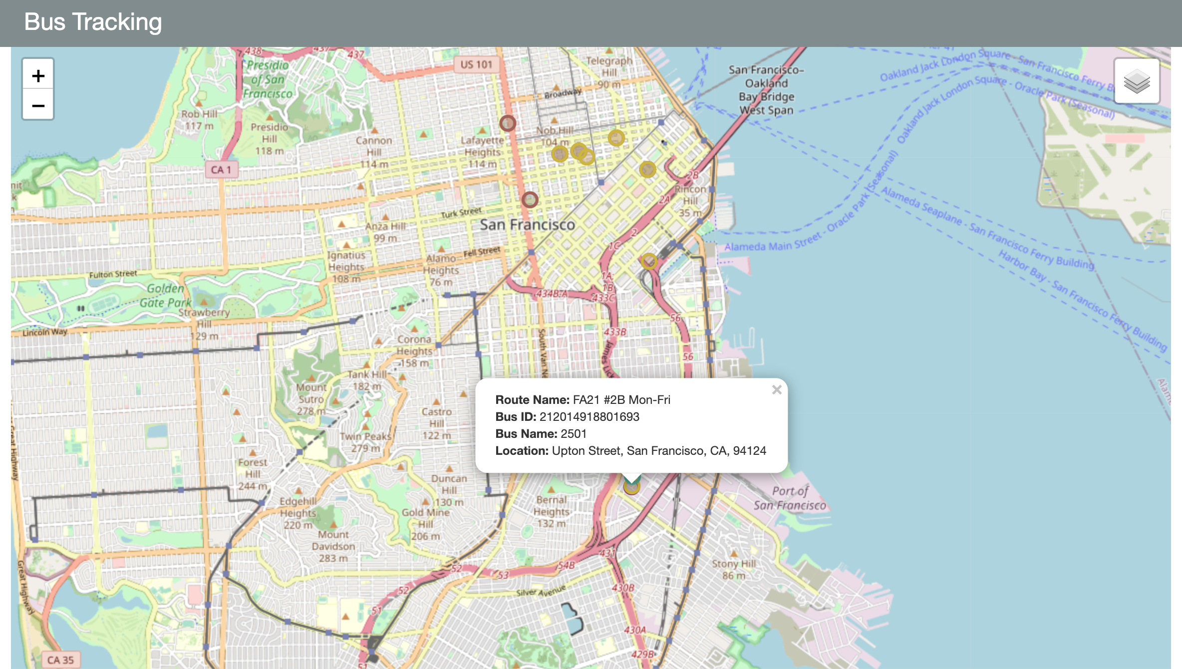 An example of a web view for bus tracking.