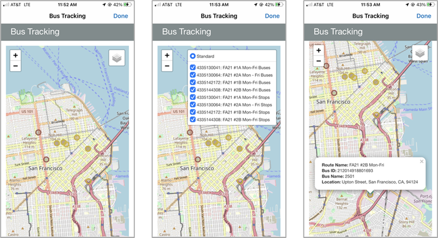 Bus tracking maps.