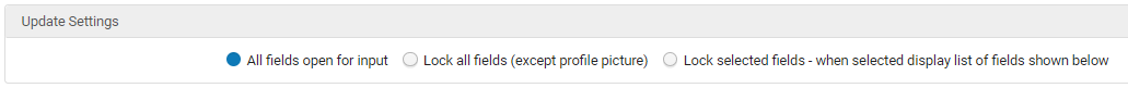 Researcher profile settings with "Lock selected fields" option selected.