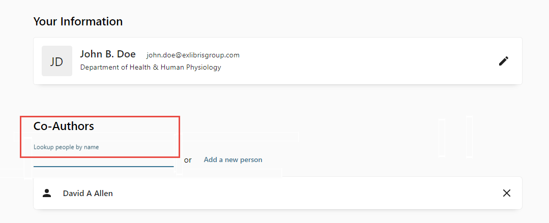 Co Authors field on Student ETD Submission form.