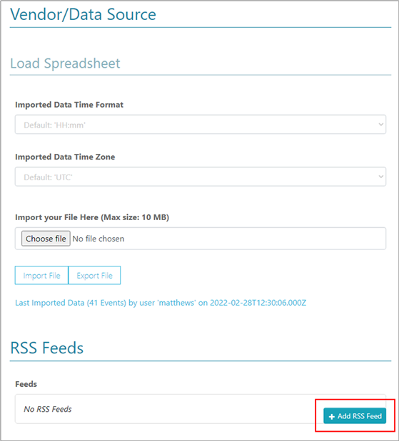 Multiple RSS feeds configuration.