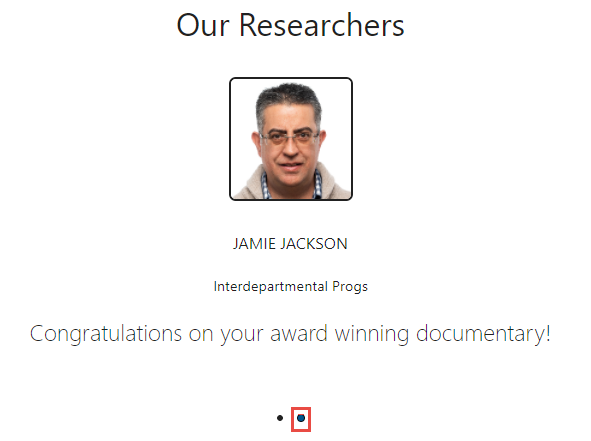 Featured researchers on the homepage.