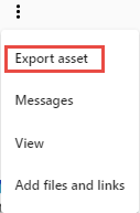 Export asset option in the actions menu for profile.