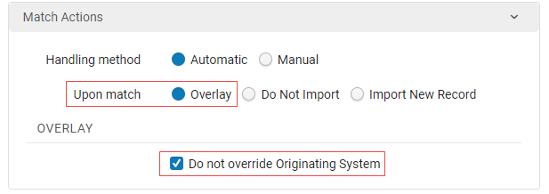 Upon match - overlay option. Do not Override existing system option.
