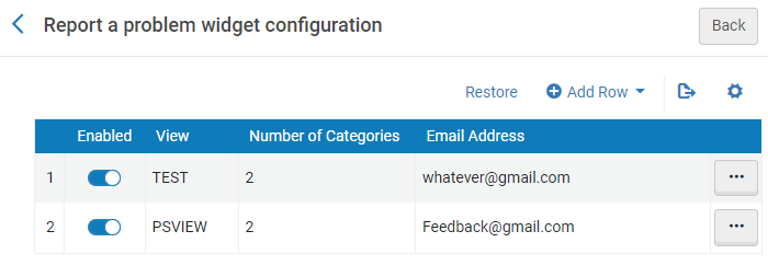 Feedback Tool Configuration - View-Level Configuration