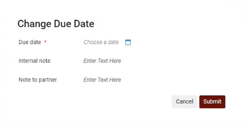 The due date form.