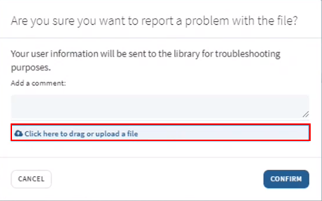 The option to upload a file when reporting a broken link.