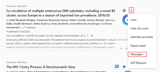 Message icon on asset