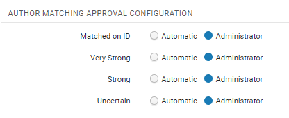 Author matching approval configuration.
