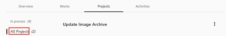 Project moved to the "All projects" section after selecting "Make public".