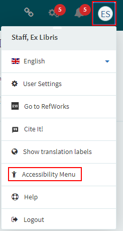 The Accessibility menu option.