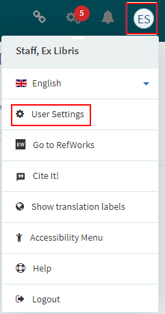 The User Settings option.