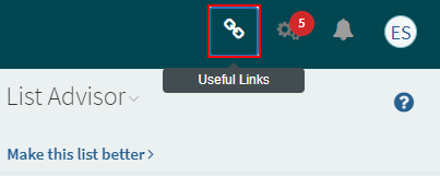 The useful links options.