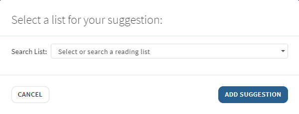 The Select a list for your suggestion option.