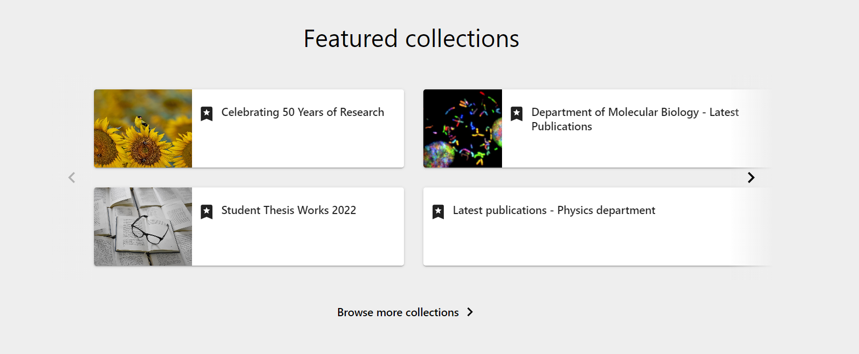 Featured collections on the portal.