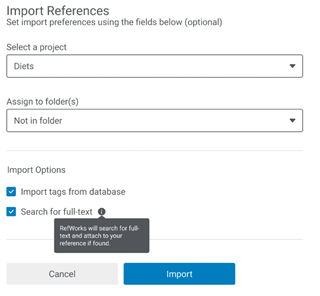 Save to RefWorks Import References