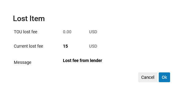 The lending lost item form.