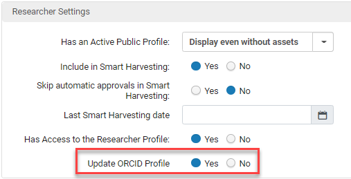 Update ORCID in Researcher Settings.