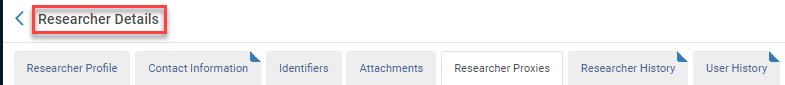 Researcher Details page.