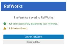 Save to RefWorks Import Complete.