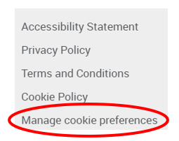쿠키 기본 설정 관리 링크.