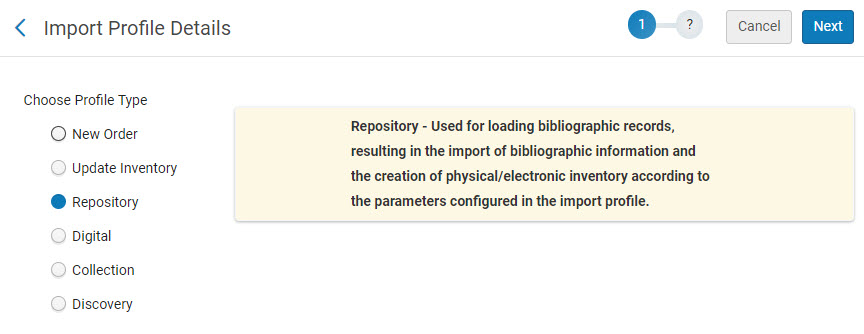 Managing Import Profiles - Ex Libris Knowledge Center