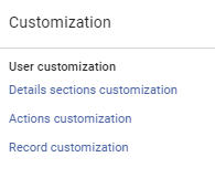 analytics list customization options.