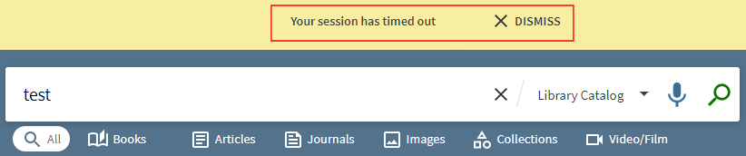 Session timed out message