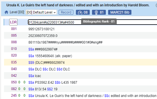 Metadata Editor Bibliographic Ranking