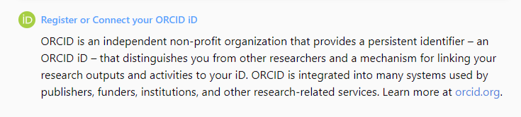 Register or Connect ORCID iD.