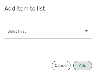 Option permettant de sélectionner la liste à laquelle ajouter l'exemplaire.