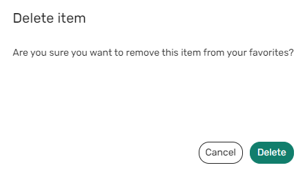 The delete item confirmation.
