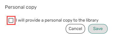 The personal copy window.