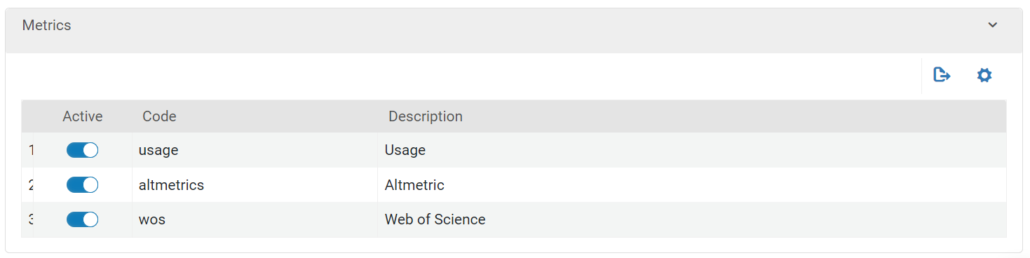 Metrics section of Asset Page configuration.