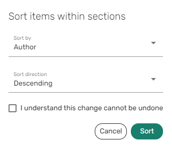 The sort by options.