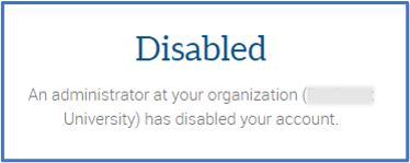 Disabled user message.