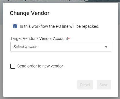 Change Vendor dialog box.