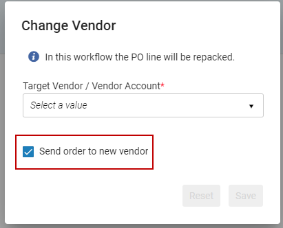Change Vendor dialog box.
