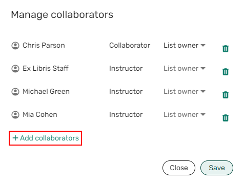 Option permettant d'ajouter des collaborateurs.