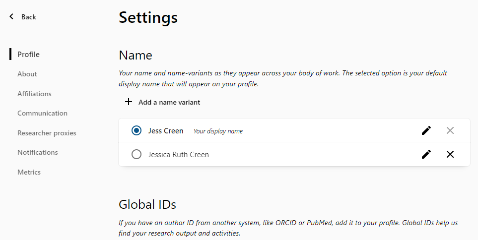Edit settings for the profile.