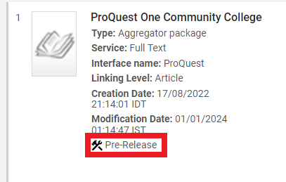 Pre Release Indication