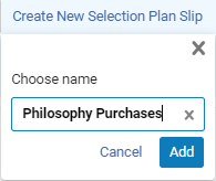 Define the Selection Plan Slip Name